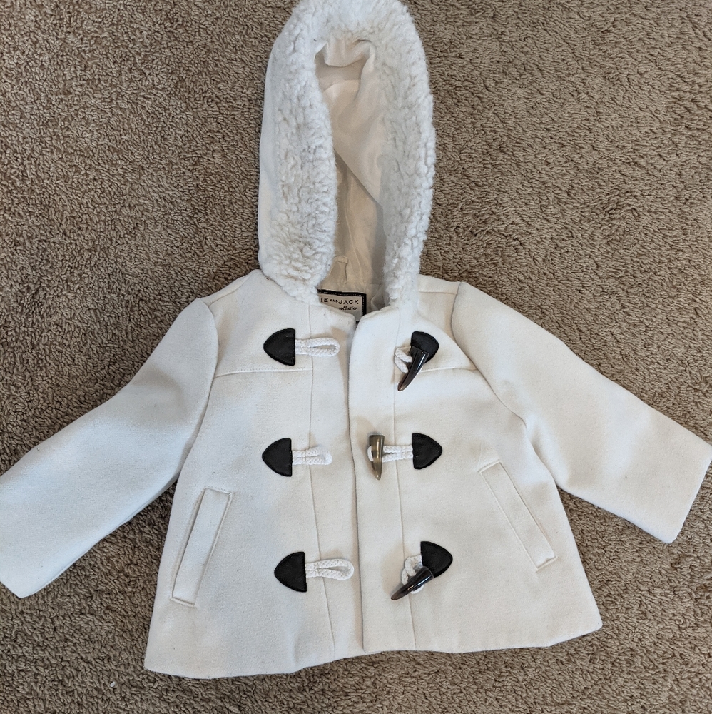 White Janie and Jack peacoat, 6-12 months